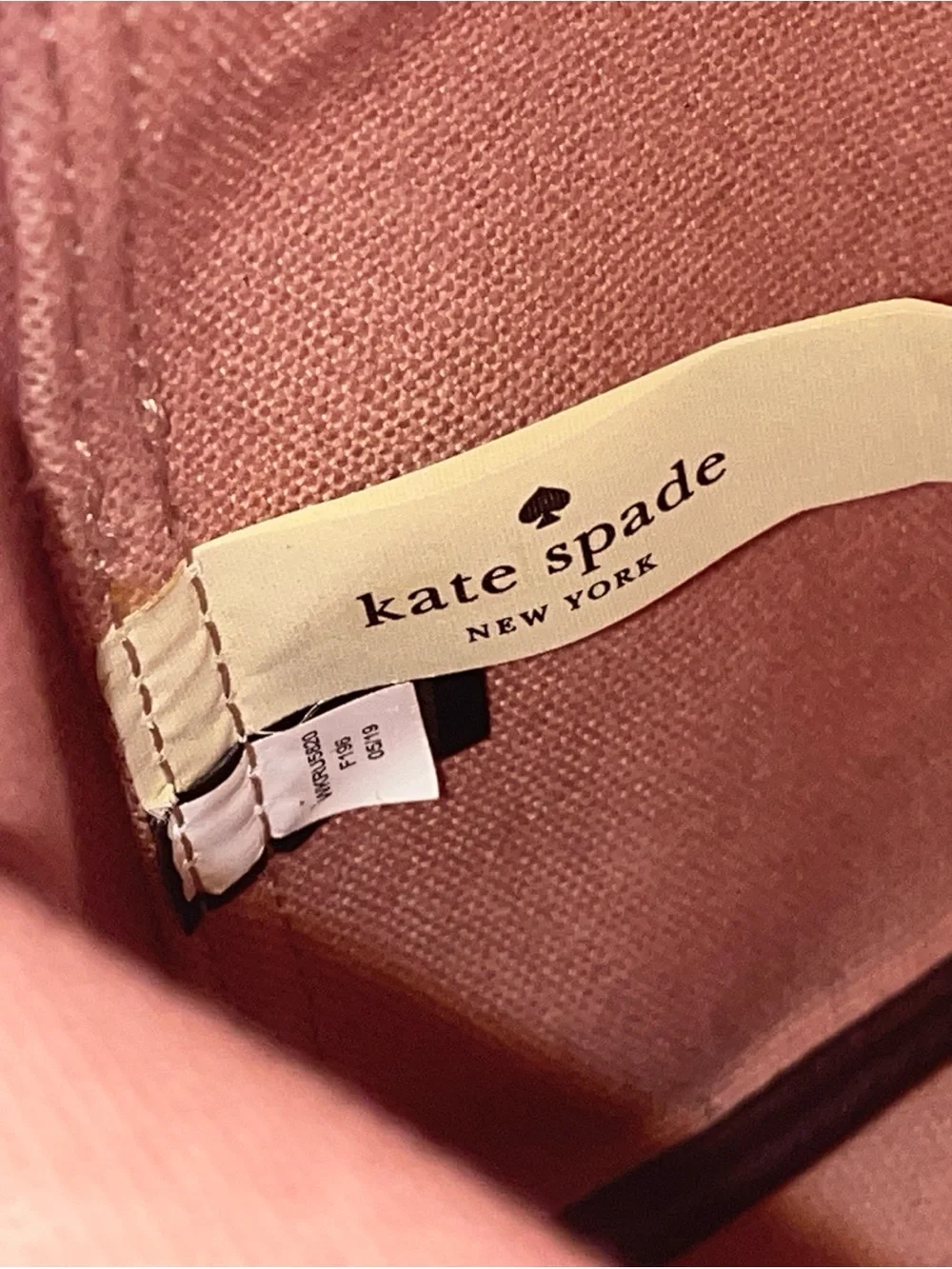 Kate Spade Pink Canvas Tote Bag with Dark Brown Trim with Dustbag